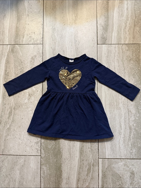 Carter's Other - Carter's Navy Dress with Gold Sequin Heart